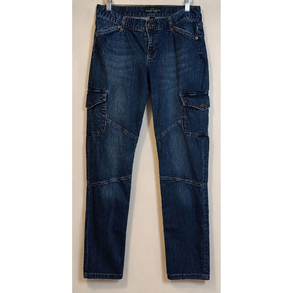 Y2K LRL Lauren Jeans Co Cargo Jeans Womens 6 Dark Wash Utility Denim